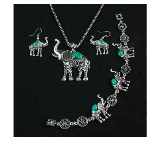 Elephant Necklace Earrings Bracelet